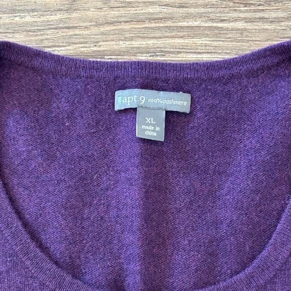 Apt. 9 100% Cashmere Purple Button Front Cardigan Sweater Women's Size XL - Picture 2 of 13